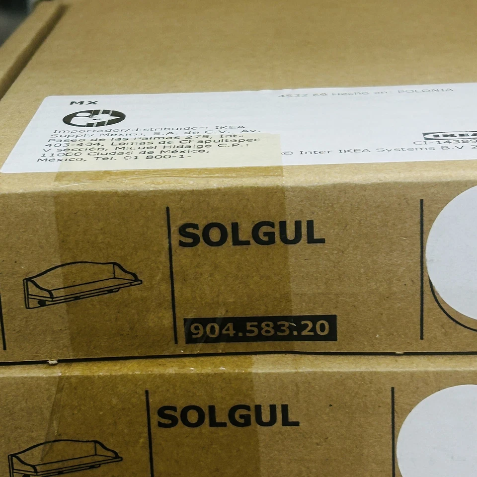 Плавающая настенная полка IKEA Solgul с 3 крючками, белая 23 5/8 дюйма x 7 1/2 дюйма, новая в коробке - Изображение 2 из 2