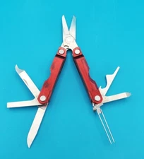 Leatherman Micra Multi-Tool, Knife, Scissors, Key Ring, Stainless! RED CASE!