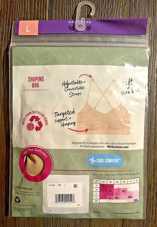 Sujetador para mujer L Maidenform Flexees beige modelador fresco cómodo soporte objetivo GRANDE Foto 2 de 2