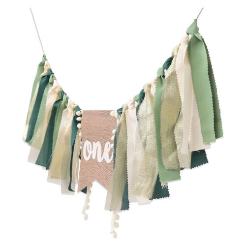 Baby Highchair Banners Jungle First Birthday Banner Nursery Decoration Burlap - Picture 1 of 8
