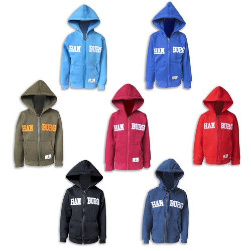 Generisch Kinder Hoodie Jungen - Zip-Up Kapuzenjacke Einfarbig Für 3-12 Jahre