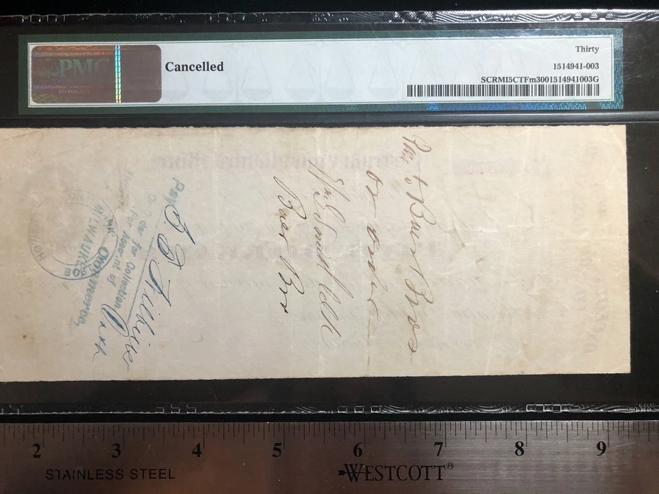 1873 $5 Osceola Consolidated Mining Company Houghton County Michigan PMG 30 VF - Image 3 of 4