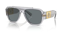 New Versace Man Sunglasses VE4436U 530580 Transparent Grey /Dark Blue Lens 57mm