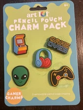 Art 101 Pencil Pouch Gamer Charm Pack Of 5 Pencil Case Croc Charms New