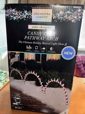 Gemmy Orchestra of Lights Color Changing Candy Cane Pathway Arches new