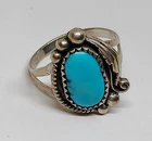Vintage Southwestern Sterling Silver Turquoise Ring Sz 8.5