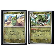 2 Card Pokemon TCG - Shrouded Fable - Axew 044/064 & Fraxure 045/064 Reverse LP