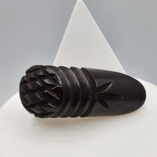 Vintage Bakelite Brooch Black Carved Pineapple Pin 1930s 1940s Art Deco