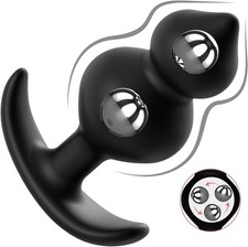Long-Term Wearable Butt Plug,Silicone Weighted Anal Plug with 2 Balls(L)