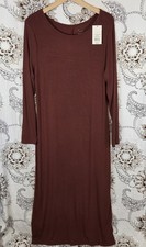 NWT A New Day Brown Long Sleeve Knit Maxi Dress Womens Large L Casual Fall
