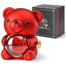 Cute Teddy Bear with Preserved Rose - A Real Rose Flower in Bear with Red