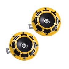 2 PCS Super Tone Car Horn Kit, 12V High Tone Low Tone Twin Horns, Loud Yellow
