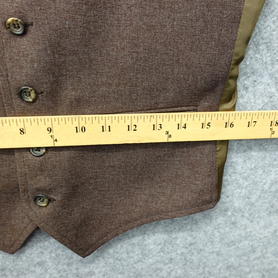 Vintage Grid Check Wool Vest Mens 34R XS Green Red Wine Cabernet Fleck Waistcoat - Image 4 of 4