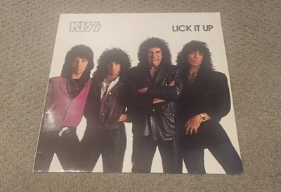 KISS LICK IT UP FRENCH RED LABEL PRESSING VINYL IS VG JACKET IS VG+