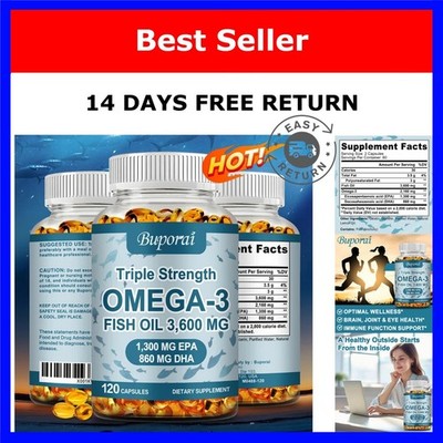 Omega 3 Fish Oil Capsules EPA DHA Brain Joint Skin Hair Support