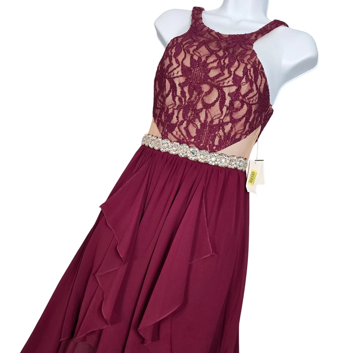 junior formal dresses for cheap La Femme - 28543 Embellished V-neck Junior Prom Dress 00 / Nude main image 1