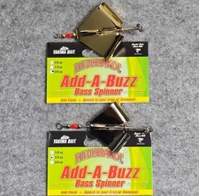(2) Hildebrandt Plated Add-A-Buzz Bass Spinner Gold/Chrome Perfect Surface Bait