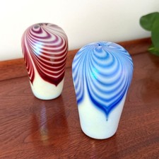 OBG Ornamental Blown Glass Pulled Feather Vases