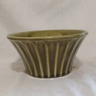 Vintage McCoy Econo-Line USA Olive Green Ribbed Ceramic Planter Bowl #502