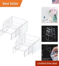 Versatile Acrylic Display Risers - 2 Sets of Clear Stands for Jewelry  Desserts