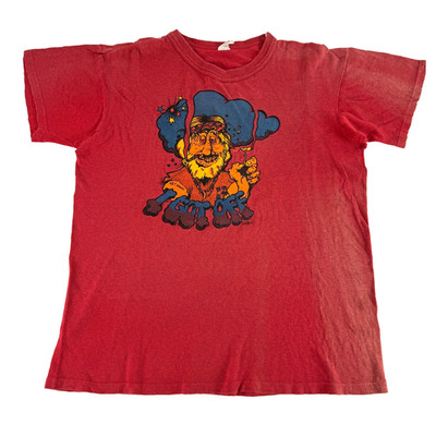 Vintage 70s Hippie T Shirt I Got Off Trippy Weed Get Down Nelson Psychedelic L