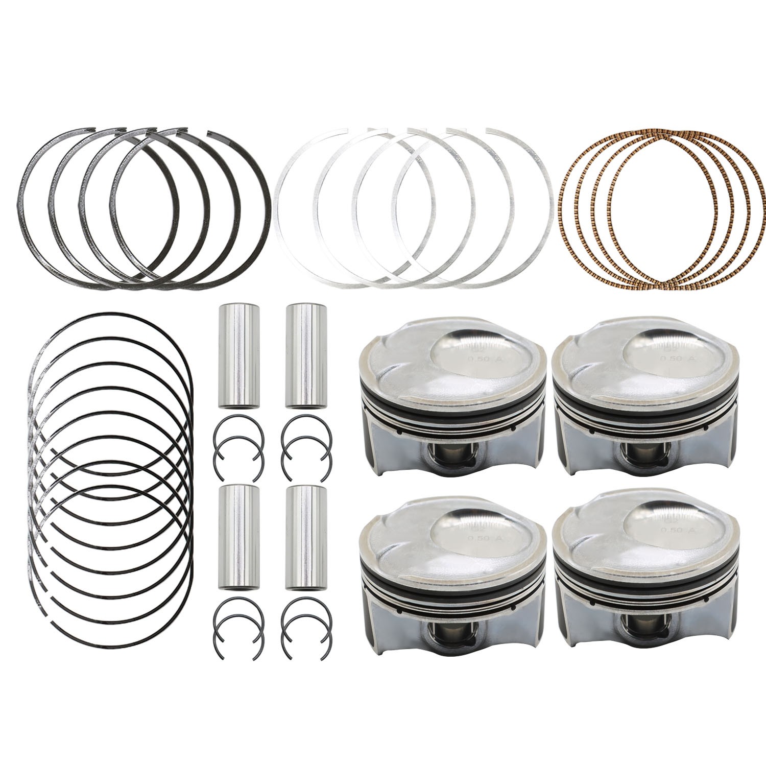 Standard 0.50MM Piston Ring & Pistons Set + Bearing Shell for Hyundai Kia 2.0L