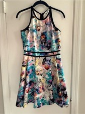 Parker Watercolor Floral Fit & Flare | Cocktail Wedding Guest Dress Size M 0027