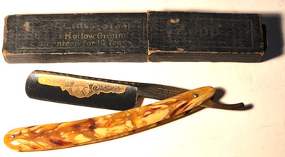 ANTIQUE ZEPP WALD SOLINGEN STRAIGHT RAZOR with ORIGINAL BOX