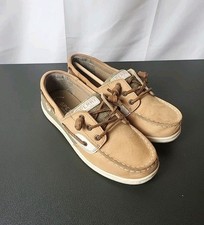 Sperry Unisex-Child Songfish Boat Shoe Linen/Oat Size 2.5Y Run Small 2Y