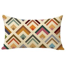 Lumbar Decorative Throw Pillow Cover 12 x 20, Rectangular Colorful Geometric