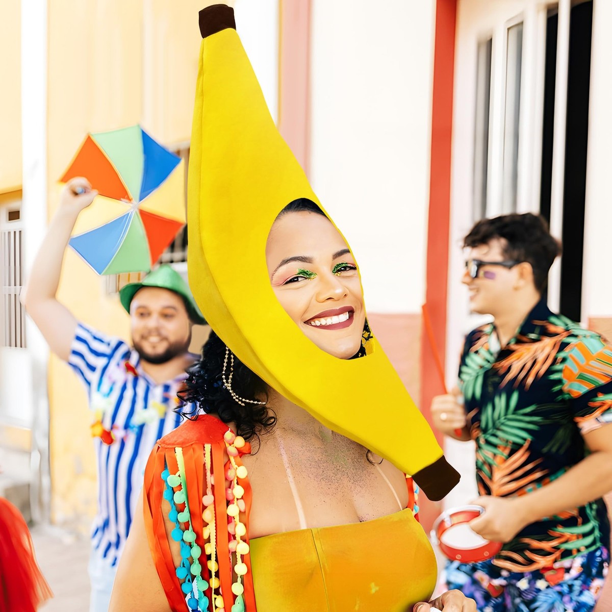 Costume De Banane Adulte Avec Lunettes Jaunes - Déguisement Fruit Amusant Pour Carnaval, Halloween, Cosplay - Taille Unique - 5