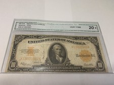 1922 $10 Gold Certificate Very Fine 20 Fr.1173