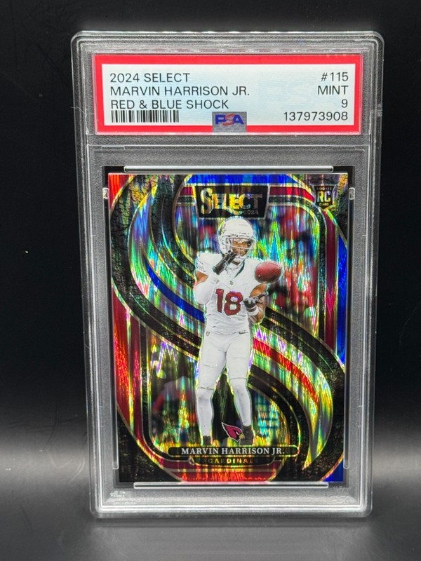 2024 Panini Select #115 Marvin Harrison Jr. Red & Blue Shock PSA 9