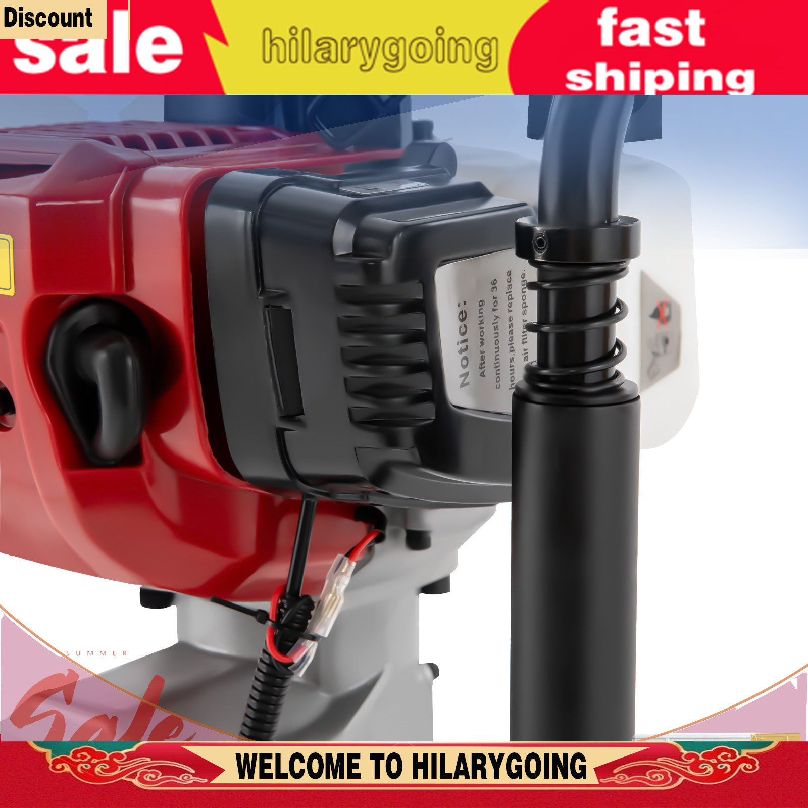 Gas Powered T Post Driver Fence Pile Driver Push Pile Gasoline Engine 2.3HP 52CC