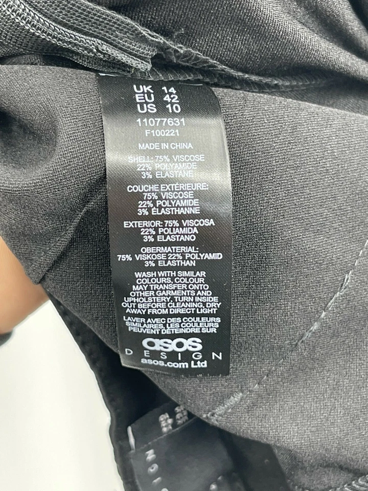 Asos Design 女式 10 码瑜伽打底裤修身纯色黑色高腰全新带标签 — 第 4/4 张图片