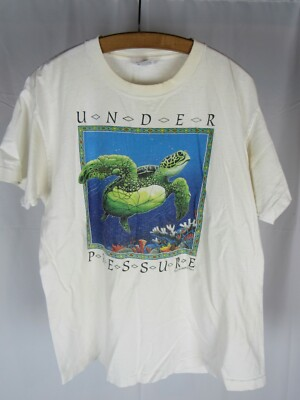#ad Vtg 90s 1993 Anvil Under Pressure Turtle Human Tees T Shirt XL Earth Peace Green $21.99