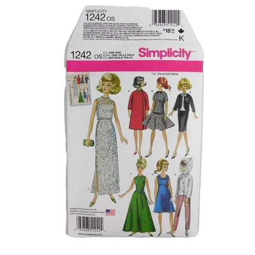 Simplicity 1242 Doll Clothes Sewing Pattern 11.5" Dolls Uncut Jumpsuit Dress - Picture 1 of 8
