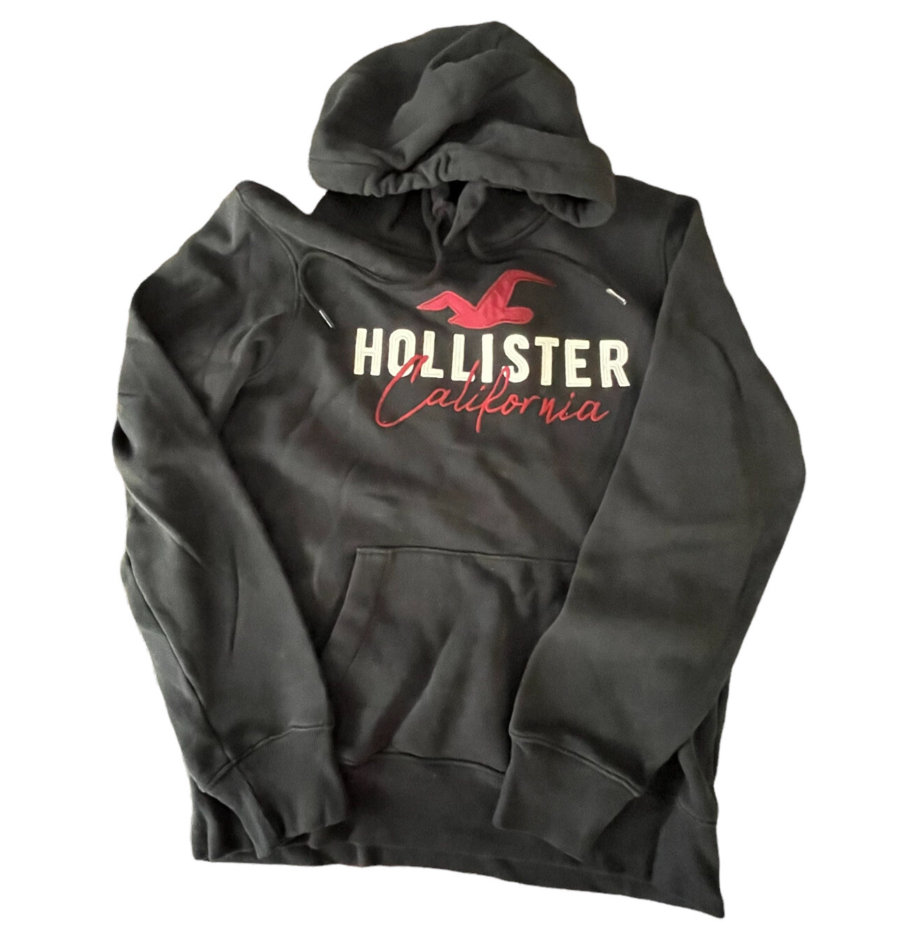 Hollister Mens Hooded Sweatshirt Size Small Navy Blue Embroidered Logo