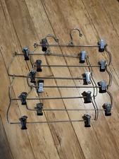Lot of 2 VTG Mid Century Metal Chrome Wire 4 Tier Skirt Pant Clip Clothes Hanger