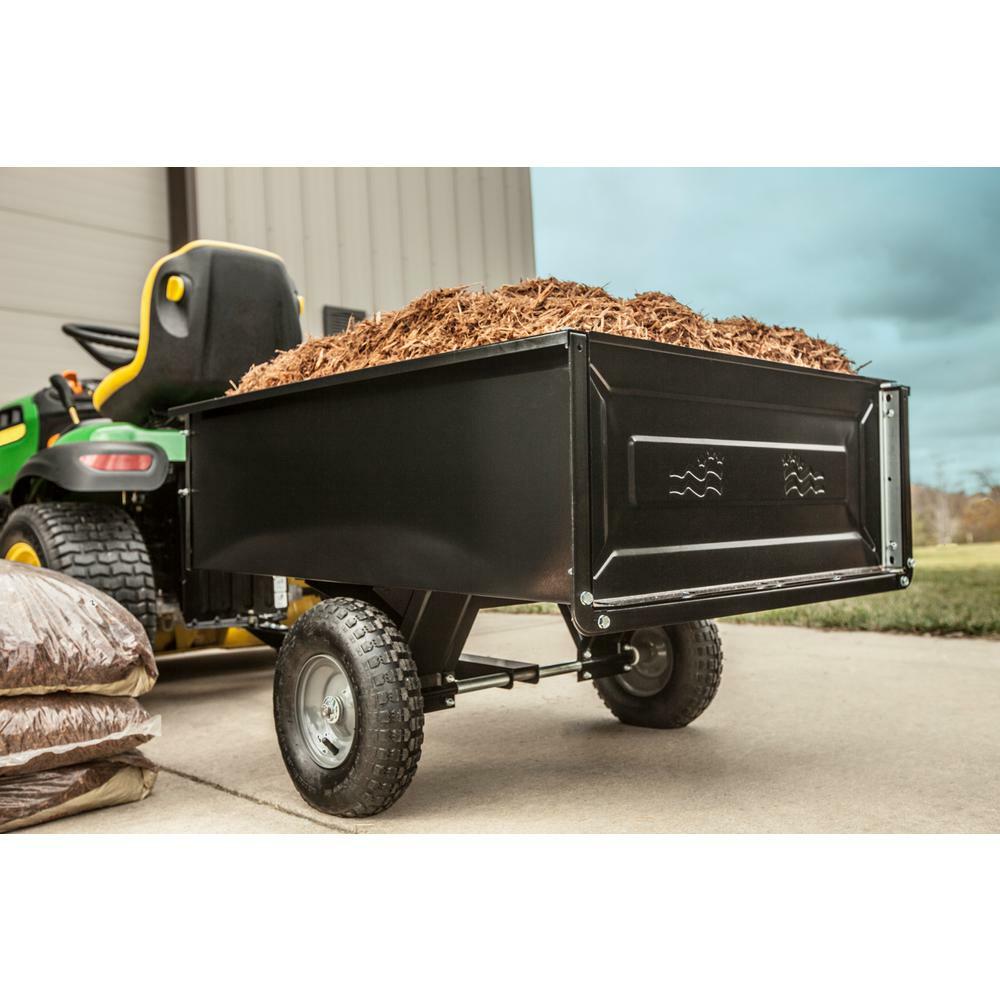 Steel Dump Cart Garden Yard Lawn Mower Tractor Trailer 10 cu. ft