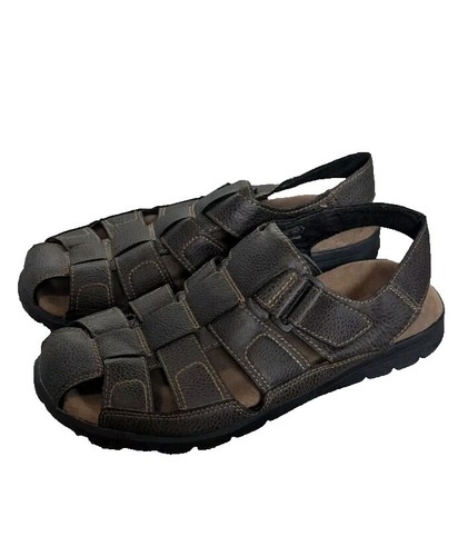 Born Mens Miguel Dark Brown Leather Fishermans Sandals 13M  display picture 1