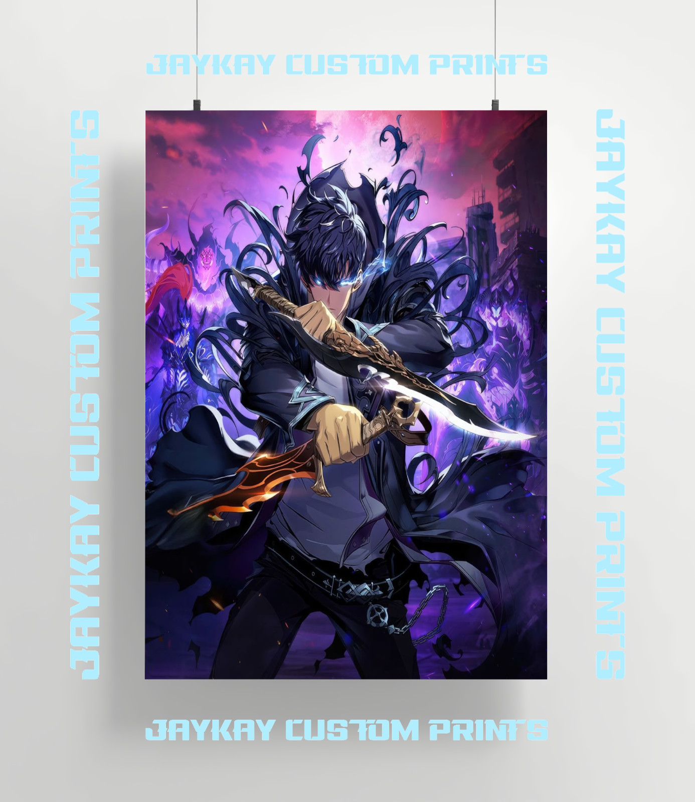 Solo Leveling Jin-Woo Shadow Monarch Poster Print - No Frame