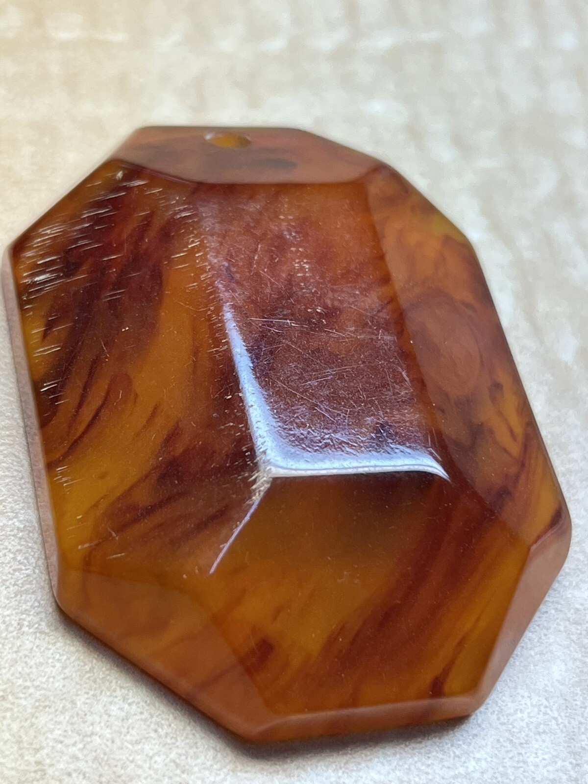 Bakelite Faceted Pendant Necklace Vintage - image 5