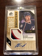 16/17 SP GU Rookie Inked Patch Sweater Oliver Bjorkstand Hockey Card #RS-OB 