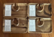 4 Acacia Wood WINE & DINE PLATTERS TRAY APPETIZERS SNACKS Home brand NEW