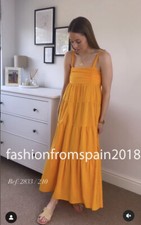 ZARA NEW WOMAN MIDI STRAPPY POPLIN PANELLED DRESS ORANGE YELLOW XS-XXL 2833/210