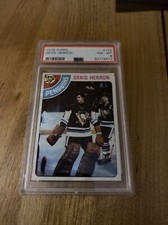 1978 Topps hockey card #172 Denis Herron, Pittsburgh Penguins graded PSA 8