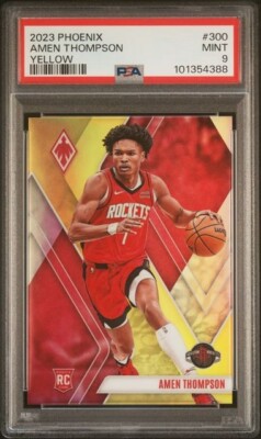 Rockets Rookie Thompson 2023 Phoenix #300 Amen Thompson Yellow SP RC /49 PSA 9 Houston Rockets ...