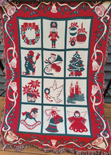 Goodwin Weavers Throw Blanket Christmas Lg 70'' x 50'' USA Made Reversible