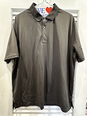 Herren Ben Hogans Grau Hemd Kurzarm Größe 2XL Atmungsaktiv Recycled Polyester